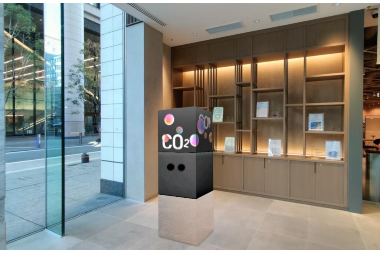 CO2 吸収装置の実演と CO2 由来セラミックスの展示商談会を開催